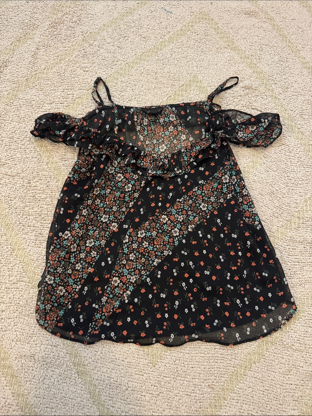 Topshop Black Floral Off-Shoulder Camisole